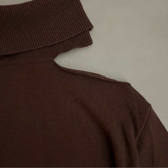 PAIGE Women's Raundi Turtleneck Relaxed Wool Blend Sweater Dark Brown XS - Picture 6 of 11